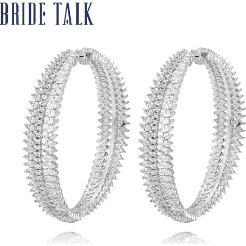 Bride Talk Super Big Size Shows Face Small Popular Temperament Hoop Earrings Micro Pave Zircon CZ Christmas Dating Jewelry Gift
