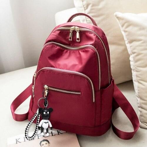 2021 New Womens Bags Soft Oxford Backpack Women Red Black Casual Small Back Pack Female