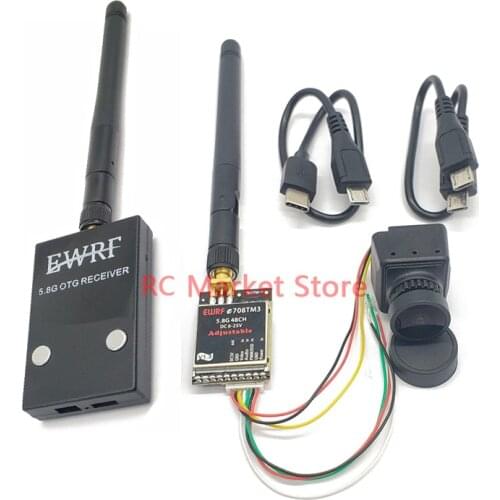 5.8G FPV Receiver UVC Video Downlink OTG VR Android Phone+5.8G 25mW/200mW/600m Transmitter +CMOS 1200TVL Camera fpv for RC Drone