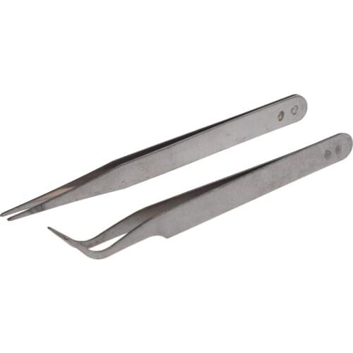 KSOL New Style 2 X Stainless Steel Eyelash Gems Pick Tools Cosmetic Tweezers Nail Art Supplies