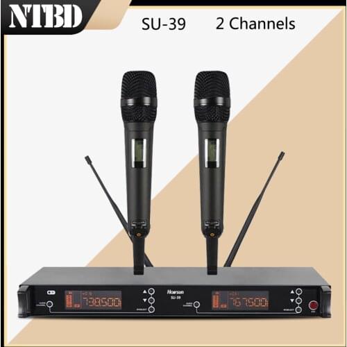 NTBD Stage Performance Church Karaoke Party M9000 UHF Professional Dual Wireless Microphone System 2 Handheld 2 Channel