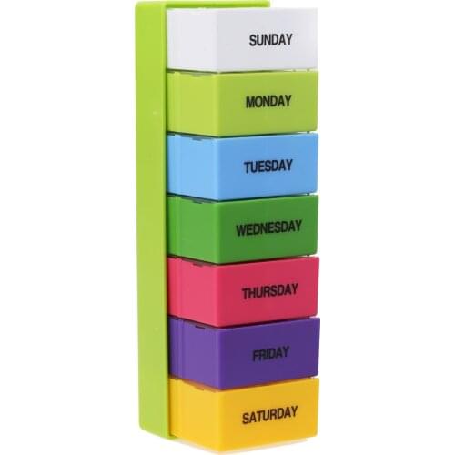 Plastic Portable Pill Box Weekly 7 Days Colorful Holder 28 Slot Medicine