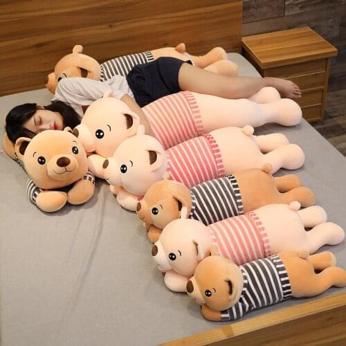 Popular Large size 50-100cm Lying Bear fat pillow Plush toy animal stuffed cushion doll Super soft pillow Child girl Xmas gift