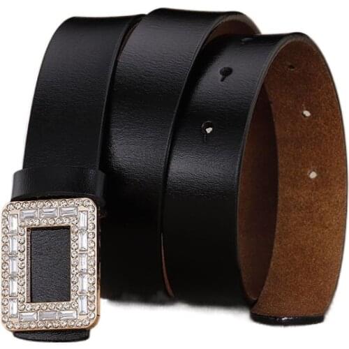 3.3 Cm Wide Women and Men Fashion Designer Real Leather Belts High Quality Smooth Buckle Belt Lady Adjustable Jeans Waist Belt