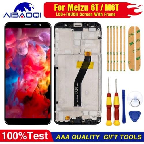 AiBaoQi For 5.7'' Meizu 6T Touch screen panel Digitizer LCD screen display With Frame For Meizu M6t Display tool 3M 3M adhesive