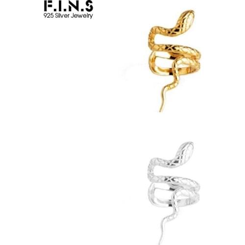 F.I.N.S 1PC Vintage Snake 925 Sterling Silver Clip on Earrings for Women Gothic Party Ear Cuff No Piercing Catilage Pendient