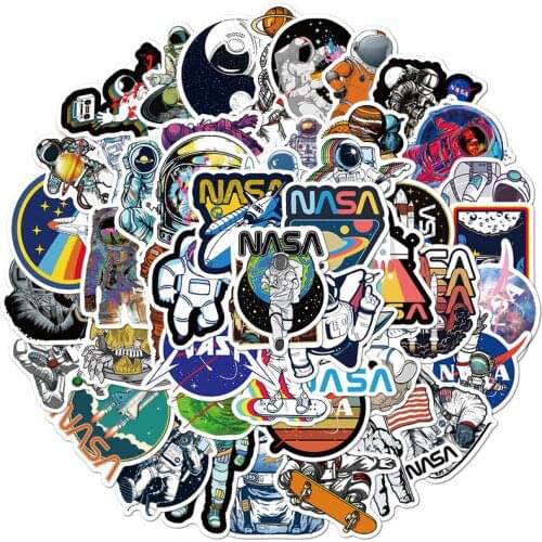 10/50Pcs Outer Space Astronaut Stickers For Travel Suitcase Skateboard Scrapbook Bullet Journal Graffiti Sticker Kids DIY Toy