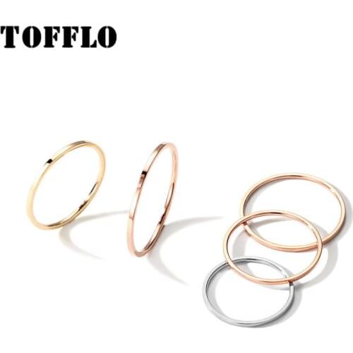 TOFFLO Superfine Stainless Steel Tail Ring With Smooth Surface And Simple Neutral Ring BSA037