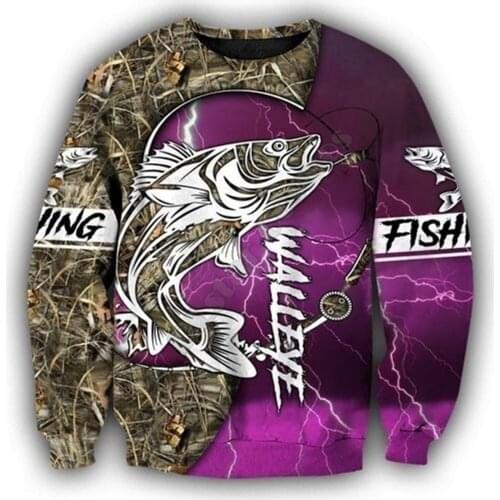 Walleye Fishing 3d Printed Women For Men Sweater Sweatshirt Autumn Fashion Streetwear Pullover Long Sleeved Shirt 02