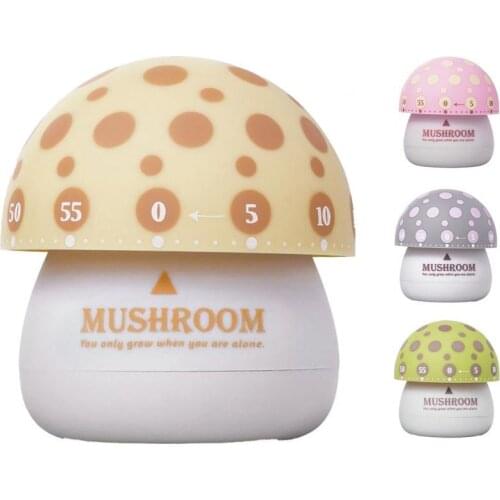 1PCS Kitchen Timer Mushrooms Shape 360 Degree Rotating ABS Mechanical Baking Cooking Timer for Home Kitchen Countdown Clock