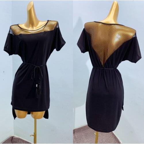 New Latin Dance Tops Milk Silk WomenS Shirts Clothes Samba Dancing Girls Sexy Women Dance long Tops See Through Mesh black