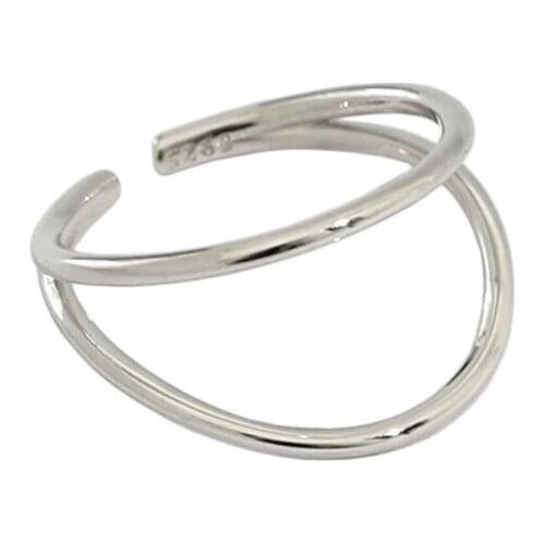 ZEMIOR S925 Sterling Silver Minimalist Double-Layer Line Open Ring Versatile Rings For Women Fashionable Jewelry Gift Best Sell