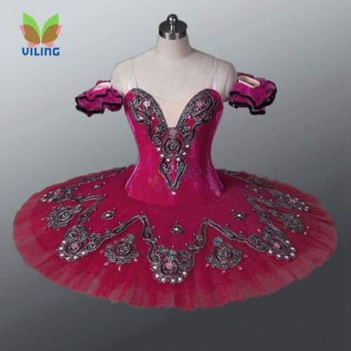 Women nutcracker ballerina ballet custume Professional ballet tutu for girls Burgundy velvet classical ballet dress
