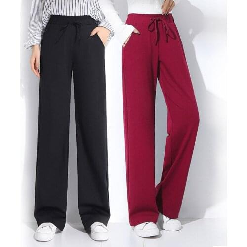 Women Pants Casual Wide Leg Trousers Summer Casual Loose Sweatpants Female Big Size Elastic High Waist Straight Leg Pants