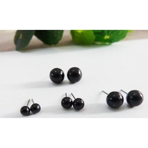 100pcs/lot 2/3/4mm full black round glass toy eyes with pin for diy doll finding--size option