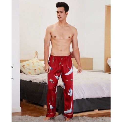 2019 New Style Mens Long pants Spring Summer Casual Silky Home Wear Male Sleep Pyjama Bath Trousers L-XXL