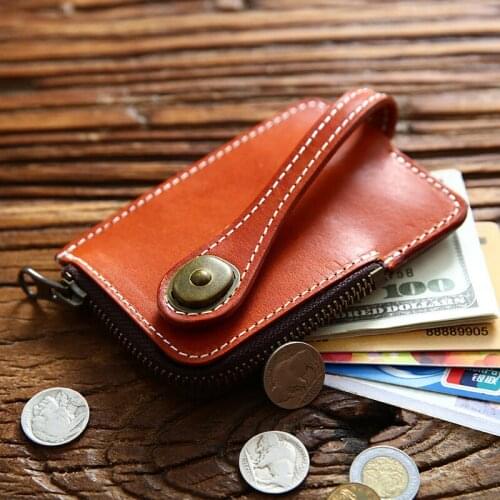 2021 Genuine Leather Key Wallet For Men Male Cowhide Vintage Handmade Car Key Pouch Organizer Housekeeper Coin Purse Card Holder