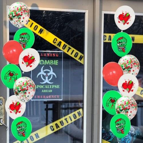 2021 Halloween Horror Theme Latex Balloon 12inch Zombie Skull Broken Heart Printing Balloon Halloween Event Party Decorations