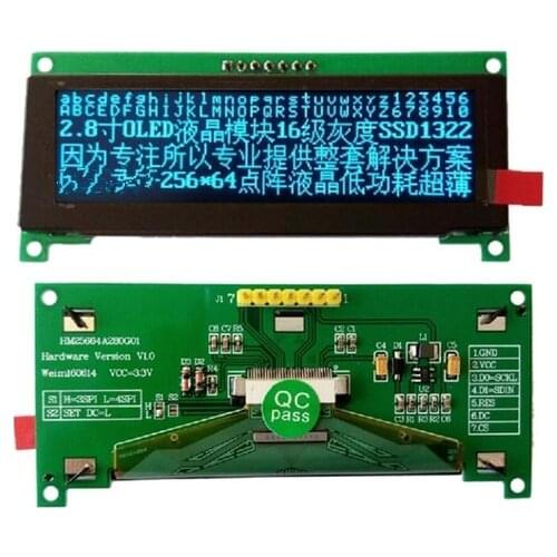 2.8 inch 7PIN SPI Blue OLED Module SSD1322 Drive IC 256*64