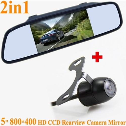 5 inch HD led Mirror Monitor 2ch Video Input 800*480 For 170 Angle Night Vision Car Rear View Camera Reverse Backup Color Camera