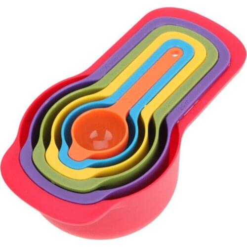 6pcs/set Rainbow Measuring Spoons Plastic Baking Measuring Tools Kitchen Measuring Cup Teaspoon Coffee Sugar Scoop Tool
