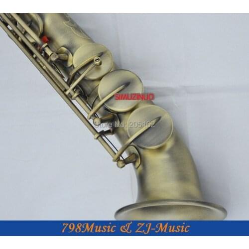Antique Bronze Curved bell Soprano saxophone Bb key to High F key and G Key-2 Neckes-Abalone Buttons