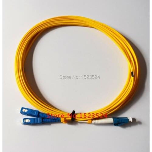 Free Shipping LC/UPC to SC/UPC Fiber Optic patch cord Duplex fiber indoor fiber cable ,SM,PVC,5M, 10pcs/lot