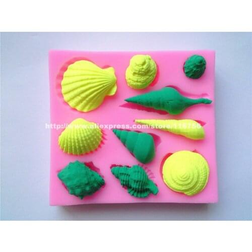 Free Shipping Shells Shaped Silicone Mold Cake Decoration Fondant Cake 3D Food Grade Silicone Mould 052