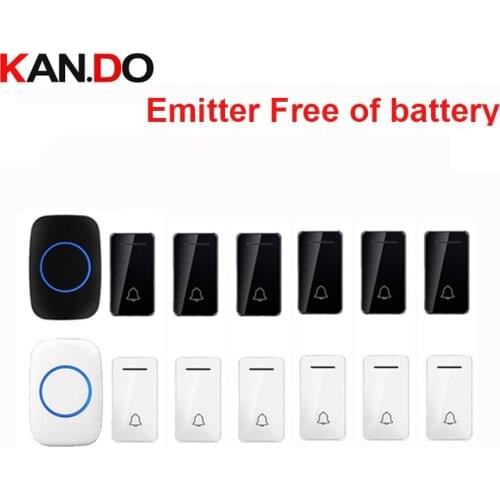 Wholesales 6 transmitter wireless door bell emitter free of battery wireless doorbell ip44 200M work chime door ring 110-240V