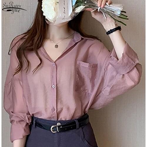 Blusas Women Top Casual Summer Sun Protection Long Sleeve Solid Shirt Women Blouse Thin Cardigan Chic Covers Lady Clothing 10181