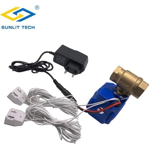 Russian Ship Factory low price Water Leakage Sensor with DN15 DN20 DN25 Valve Protection Against Water Flood Leaking Detector