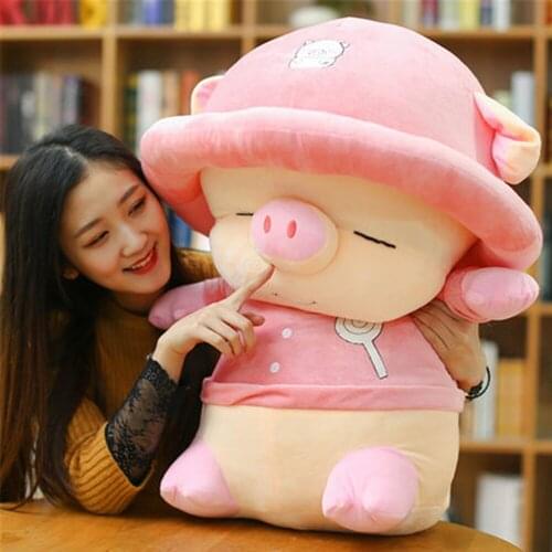 Fancytrader Soft Big Fat Pig Plush Toys Stuffed Huge Pink Blue Piggy Doll 70cm 28inch for Kids Gifts