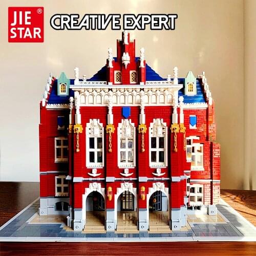 JIESTAR Ideas Creatoring Expert City Street View University 89123 Moc Bricks Modular House Building Blocks Model Toys Bookshop