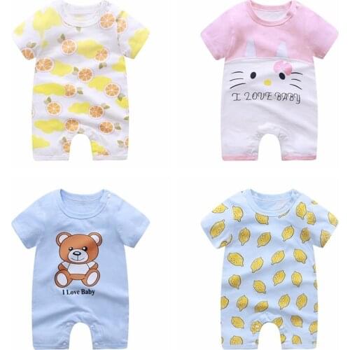 Summer New Style Short Sleeved Romper Baby Clothing Cotton Newborn Girls Jumpsuit Baby Pajama Boys Cartoon Bear Rompers