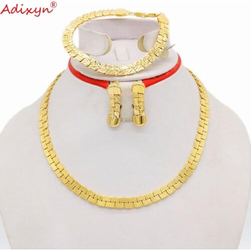 Adixyn Dubai Jewelry set Gold Color/Copper Bracelet Necklace Earrings bridal Jewellery Egypt/TurkeyAfrica Gifts for women N06207