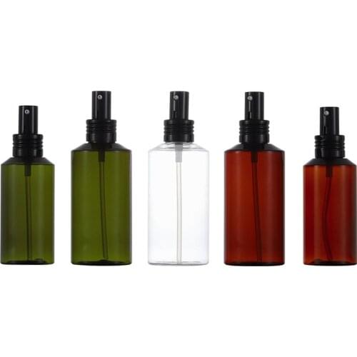 150ml Cosmetic Alcohol Container Pump Bottle Sanitizer Portable Empty Brown Green Transparent Refillable Lotion PET Spray Bottle