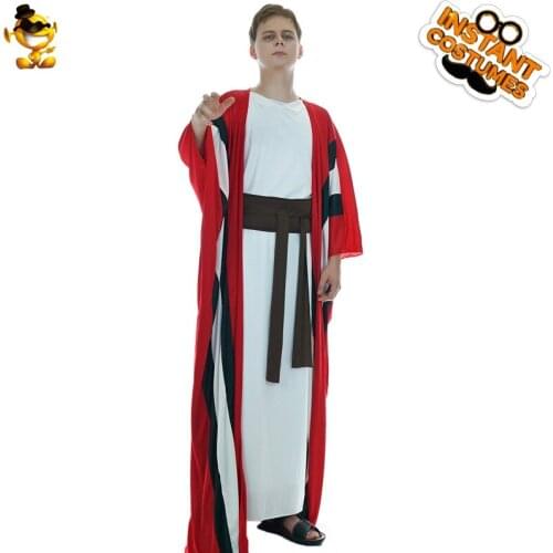 Adult Mens Abraham Costume Performance Carnival Party Cosplay Long Stripe Abraham Robe Costume