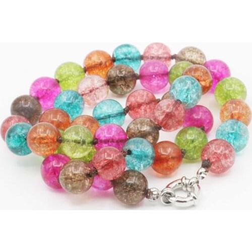 10mm Round Multicolor Watermelon Tourmaline Necklace Natural Stone Steering Wheel Clasp Accessory Neckwear Jewelry Making Design