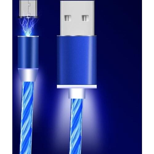 Flowing Light Magnetic charging Mobile Phones Cable for iphone charger Wire for Samaung LED Micro USB Type C