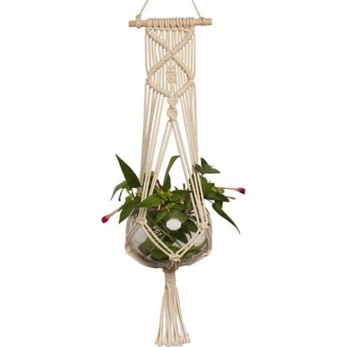 Macrame Flower Pot Woven Basket Net Bag Long Plant Fresh Home Garden Woven Hanging Basket Boho Decor Plant Flower Pot Net Bag
