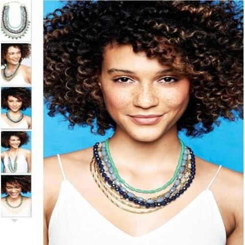 Fashion Layer Multi Rows Green Resins Necklace Luxury Many Free Wearing Marble Choker Beads Statement Necklace For WomenCollies