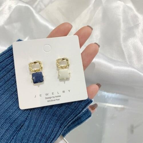 Fashion Contrast Color Earrings Design Sense Minority Personality Earrings Women Temperament High Sense Of Simple Retro Earrings
