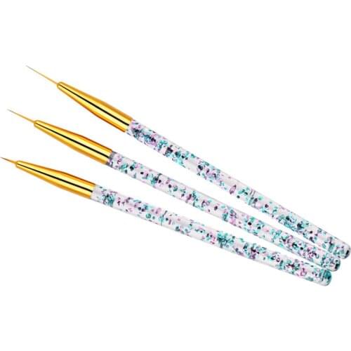 6Pcs 3 Sizes 7/9 / 14mm Nail Art Brush Set for Strokes Striping Tiny Details