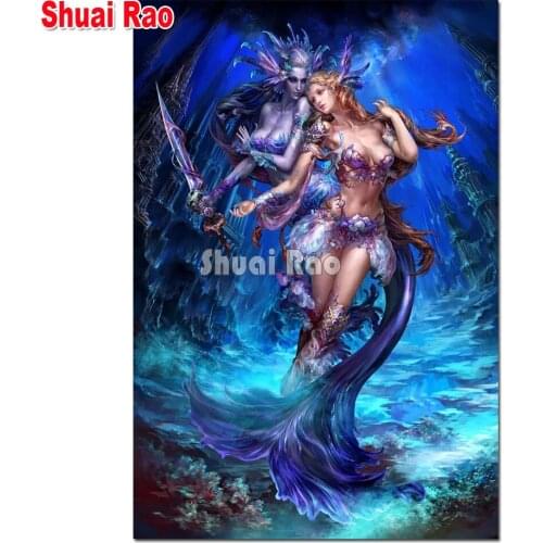 New diamond painting Classical Mermaid Fairy cross stitch 5d diy diamond embroidery full Square round diamond mosaic Cartoon Gir