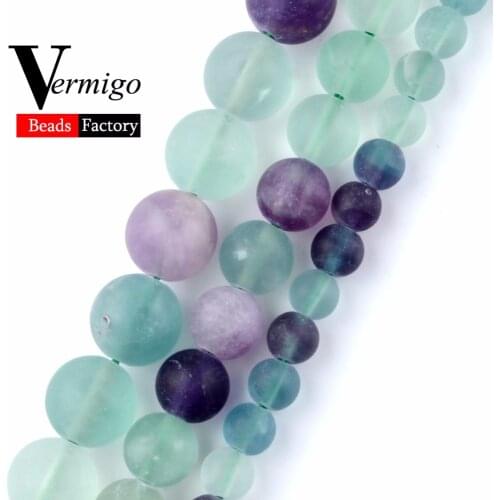 Wholesale Matte Green Flourite Round Beads Natural Stone Spacer Loose Beads For Jewelry Making 6 8 10mm Diy Bracelet 15"