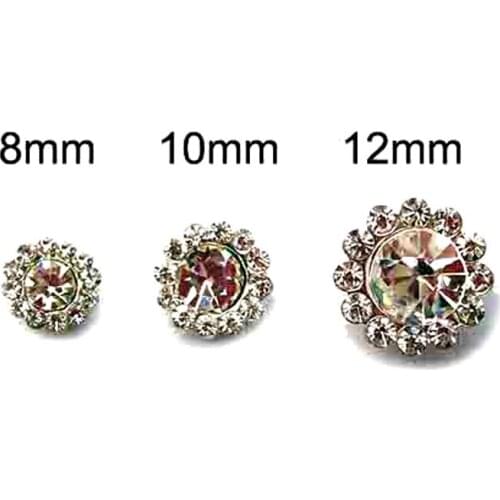 Wholesale copper metal crystals flower flatback button DIY ornament accessories 30pcs lot new 3sizes