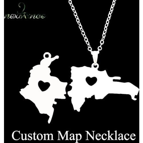Nextvance Stainless Steel Personalized Custom Necklace Country Map Heart Pendant Necklaces For Family Lover Parent Birthday Gift