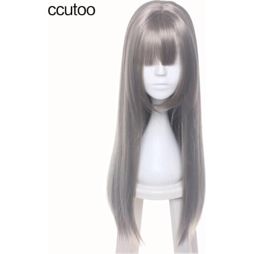 Ccutoo Females Wig Smoke Dark Grey Full Long Synthetic Hair Cosplay Party Wig For Custume