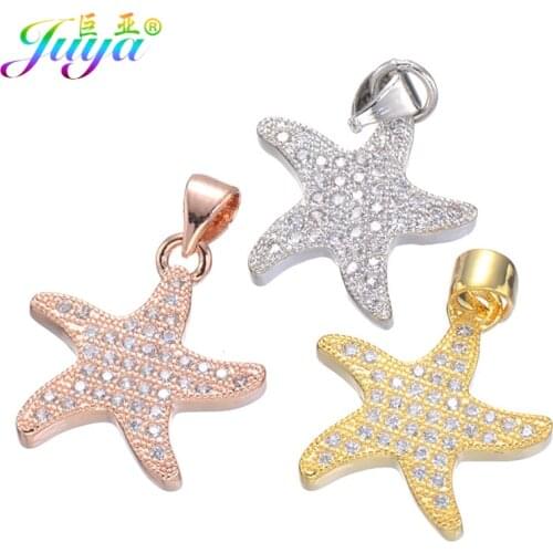 Juya DIY Gold/Rose Gold Starfish Charms Pendant For Handmade Natural Stones Bracelet Pendant Necklace Jewelry Making