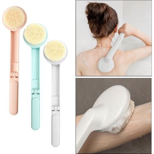 Portable Soft Head Long Handle Foldable Body Bath Shower Back Brush Scrubber Massager Skin Cleaning Shower Home Travel Size